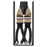 Viola Milano - Bretelle Larghe con Estremità Intrecciate - Polka Dot Sabbia - Handmade in Italy - Luxury Exclusive Collection