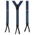 Viola Milano - Bretelle Larghe Estremità Intrecciate - Polka Dot Blu Acciaio - Handmade in Italy - Luxury Exclusive Collection