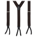 Viola Milano - Bretelle Larghe con Estremità Intrecciate - Marrone Solido - Handmade in Italy - Luxury Exclusive Collection