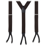 Viola Milano - Bretelle Larghe con Estremità Intrecciate - Marrone Solido - Handmade in Italy - Luxury Exclusive Collection