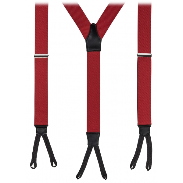 Viola Milano - Classic Width Braces l Braid Ends - Solid Red - Handmade in Italy - Luxury Exclusive Collection