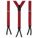 Viola Milano - Bretelle Larghe con Estremità Intrecciate - Rosso Solido - Handmade in Italy - Luxury Exclusive Collection