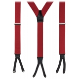 Viola Milano - Bretelle Larghe con Estremità Intrecciate - Rosso Solido - Handmade in Italy - Luxury Exclusive Collection