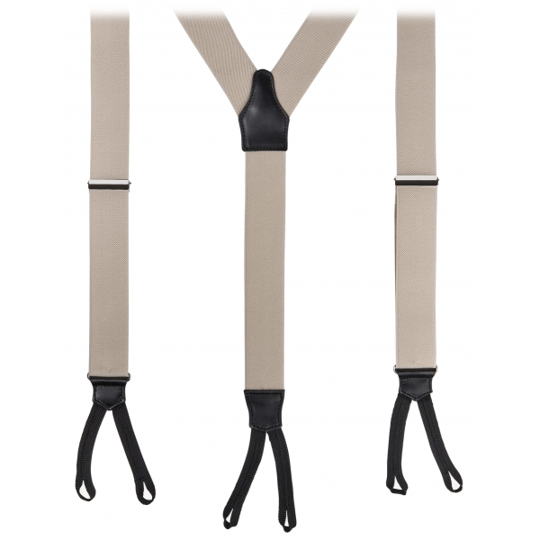Viola Milano - Classic Width Braces l Braid Ends - Solid Sand - Handmade in Italy - Luxury Exclusive Collection
