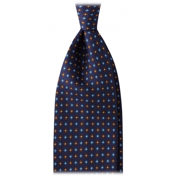 Viola Milano - Clover Floral Selftipped Silk Tie - Navy Mix - Handmade in Italy - Luxury Exclusive Collection