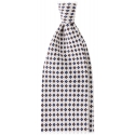 Viola Milano - Clover Floral Untipped Silk Tie - White - Handmade in Italy - Luxury Exclusive Collection