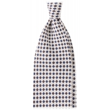 Viola Milano - Clover Floral Untipped Silk Tie - White - Handmade in Italy - Luxury Exclusive Collection
