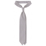 Viola Milano - Cravatta in Seta con Motivo Floreale a Trifoglio - Bianca - Handmade in Italy - Luxury Exclusive Collection