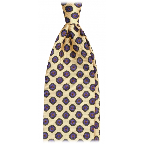 Viola Milano - Cravatta Como Floral Self-Tipped in Seta Italiana - Limone - Handmade in Italy - Luxury Exclusive Collection