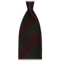 Viola Milano - Cravatta in Seta Jacquard con Righe - Verde/Rosso - Handmade in Italy - Luxury Exclusive Collection