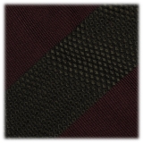Viola Milano - Cravatta in Seta Jacquard con Righe - Verde/Rosso - Handmade in Italy - Luxury Exclusive Collection