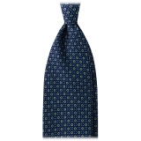 Viola Milano - Cravatta in Seta con Motivo a Croce e Cerchio - Blu Navy Mix - Handmade in Italy - Luxury Exclusive Collection