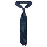 Viola Milano - Cravatta in Seta con Motivo a Croce e Cerchio - Blu Navy Mix - Handmade in Italy - Luxury Exclusive Collection