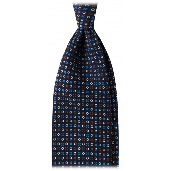 Viola Milano - Cravatta in Seta Croce e Cerchio - Blu Navy Classico - Handmade in Italy - Luxury Exclusive Collection