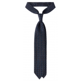 Viola Milano - Cravatta in Seta Croce e Cerchio - Blu Navy Classico - Handmade in Italy - Luxury Exclusive Collection