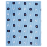 Viola Milano - Cravatta in Seta con Motivo Floreale Incrociato - Azzurro - Handmade in Italy - Luxury Exclusive Collection