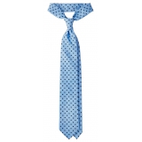 Viola Milano - Cravatta in Seta con Motivo Floreale Incrociato - Azzurro - Handmade in Italy - Luxury Exclusive Collection