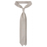 Viola Milano - Cross Floral Untipped Silk Tie - White - Handmade in Italy - Luxury Exclusive Collection