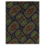 Viola Milano - Cravatta in Lana Italiana con Stampa Floreale - Blu Navy/Verde - Handmade in Italy - Luxury Exclusive Collection