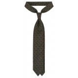 Viola Milano - Cravatta in Lana Italiana con Stampa Floreale - Blu Navy/Verde - Handmade in Italy - Luxury Exclusive Collection