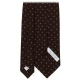 Viola Milano - Cravatta in Lana Italiana Stampata con Motivo a Cubo - Marrone - Handmade in Italy - Luxury Exclusive Collection