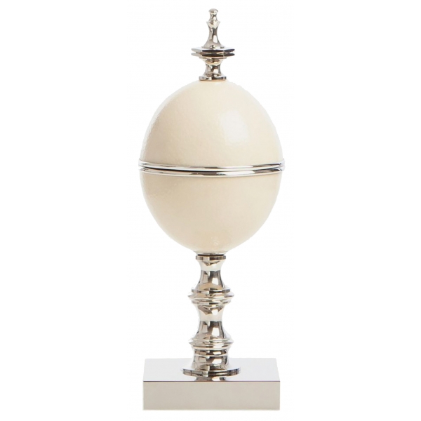 Viola Milano - Scatola Decorativa Uova di Struzzo Su Base in Ottone Placcato - Handmade in Italy - Luxury Exclusive Collection