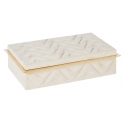 Viola Milano - Scatola Decorativa in Pelle Scamosciata Selvaggia - Crema - Handmade in Italy - Luxury Exclusive Collection