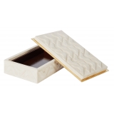 Viola Milano - Scatola Decorativa in Pelle Scamosciata Selvaggia - Crema - Handmade in Italy - Luxury Exclusive Collection