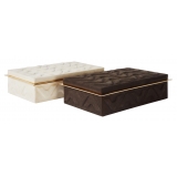 Viola Milano - Scatola Decorativa in Pelle Scamosciata Selvaggia - Crema - Handmade in Italy - Luxury Exclusive Collection