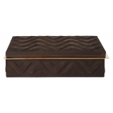 Viola Milano - Scatola Decorativa in Pelle Scamosciata Selvaggia - Marrone - Handmade in Italy - Luxury Exclusive Collection