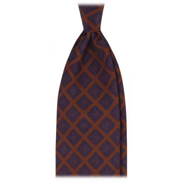 Viola Milano - Diamond Floral Untipped Silk Tie - Coffee Mix - Handmade in Italy - Luxury Exclusive Collection