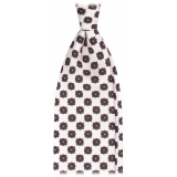 Viola Milano - Diamond Floral Untipped Silk Tie - White Mix - Handmade in Italy - Luxury Exclusive Collection