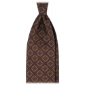 Viola Milano - Cravatta Vintage in Seta con Motivo Floreale a Rombi - Blu Navy - Handmade in Italy - Luxury Exclusive Collection