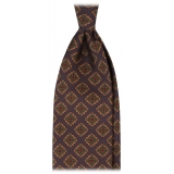 Viola Milano - Cravatta Vintage in Seta con Motivo Floreale a Rombi - Blu Navy - Handmade in Italy - Luxury Exclusive Collection