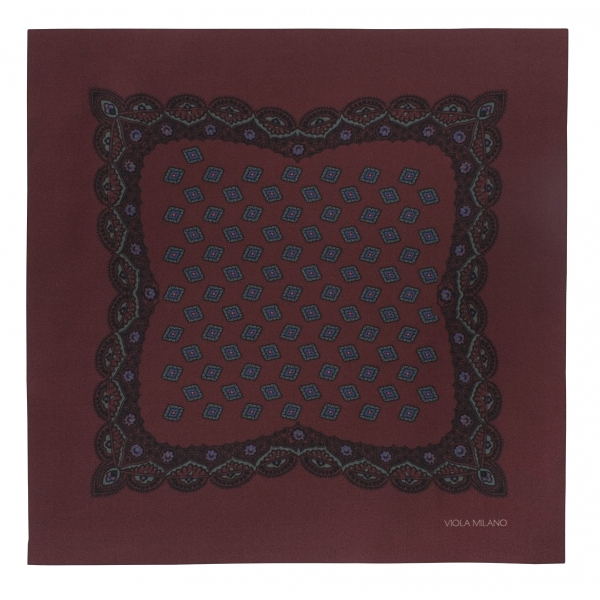 Viola Milano - Diamond Archive Printed Silk Pocket Square - Brown Mix - Handmade in Italy - Luxury Exclusive Collection