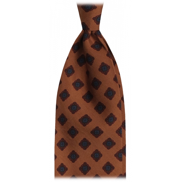 Viola Milano - Diamond Bloom Vintage Handprinted Selftipped Silk Tie - Sand - Handmade in Italy - Luxury Exclusive Collection