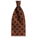 Viola Milano - Diamond Bloom Vintage Handprinted Selftipped Silk Tie - Sand - Handmade in Italy - Luxury Exclusive Collection