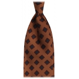 Viola Milano - Diamond Bloom Vintage Handprinted Selftipped Silk Tie - Sand - Handmade in Italy - Luxury Exclusive Collection