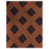 Viola Milano - Diamond Bloom Vintage Handprinted Selftipped Silk Tie - Sand - Handmade in Italy - Luxury Exclusive Collection