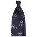 Viola Milano - Diamond Chain Handrolled Woven Silk Tie - Navy Mix - Handmade in Italy - Luxury Exclusive Collection