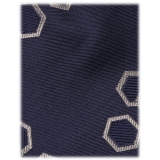 Viola Milano - Diamond Chain Handrolled Woven Silk Tie - Navy Mix - Handmade in Italy - Luxury Exclusive Collection