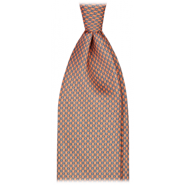 Viola Milano - Diamond Chain Selftipped Silk Tie - Coral - Handmade in Italy - Luxury Exclusive Collection