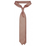 Viola Milano - Cravatta in Seta con Catena di Diamanti e Ricamo - Corallo - Handmade in Italy - Luxury Exclusive Collection