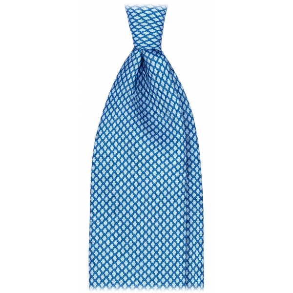 Viola Milano - Diamond Chain Selftipped Silk Tie - Sea - Handmade in Italy - Luxury Exclusive Collection