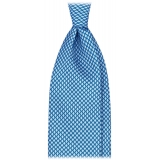 Viola Milano - Diamond Chain Selftipped Silk Tie - Sea - Handmade in Italy - Luxury Exclusive Collection