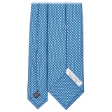 Viola Milano - Diamond Chain Selftipped Silk Tie - Sea - Handmade in Italy - Luxury Exclusive Collection