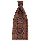 Viola Milano - Diamond Floral Handprinted Untipped Silk Tie - Midnight Mix - Handmade in Italy - Luxury Exclusive Collection