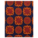 Viola Milano - Diamond Floral Handprinted Selftipped Silk Tie - Navy Mix - Handmade in Italy - Luxury Exclusive Collection