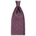 Viola Milano - Diamond Floral Handprinted Selftipped Silk Tie - Sea - Handmade in Italy - Luxury Exclusive Collection
