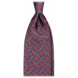 Viola Milano - Diamond Floral Handprinted Selftipped Silk Tie - Sea - Handmade in Italy - Luxury Exclusive Collection